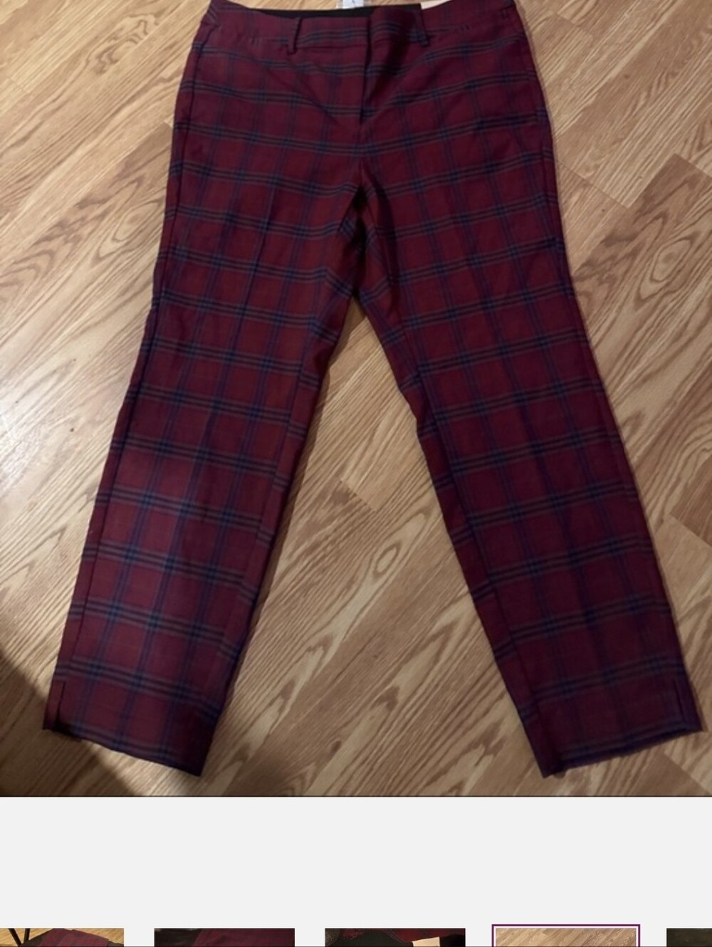 Lane Bryant Burgundy Plaid Slim Ankle Pants